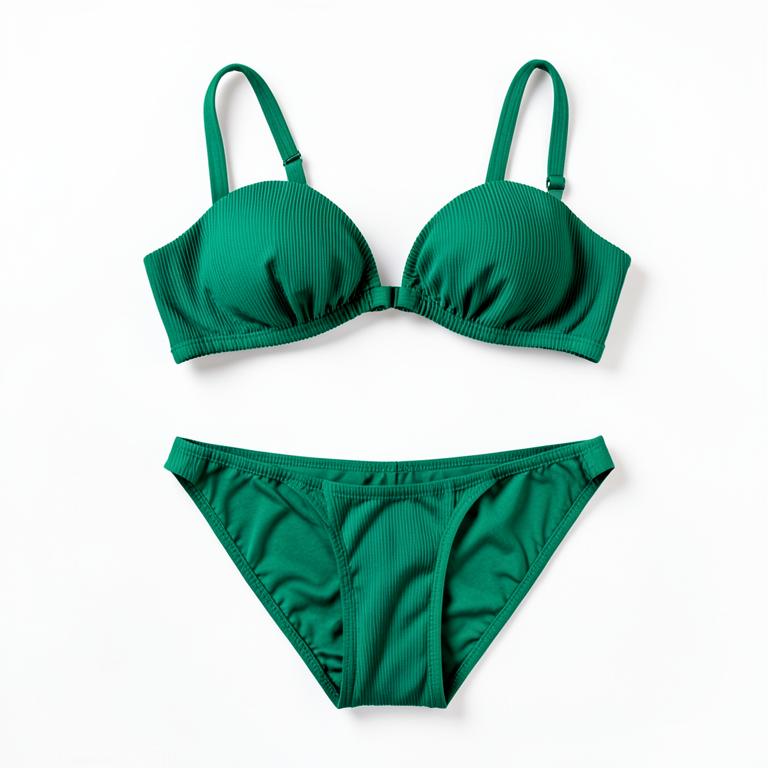 an emerald ribbed bikini