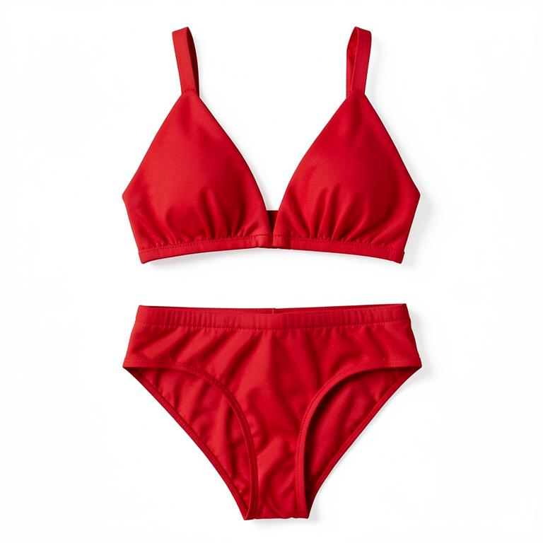 a scarlet red bikini